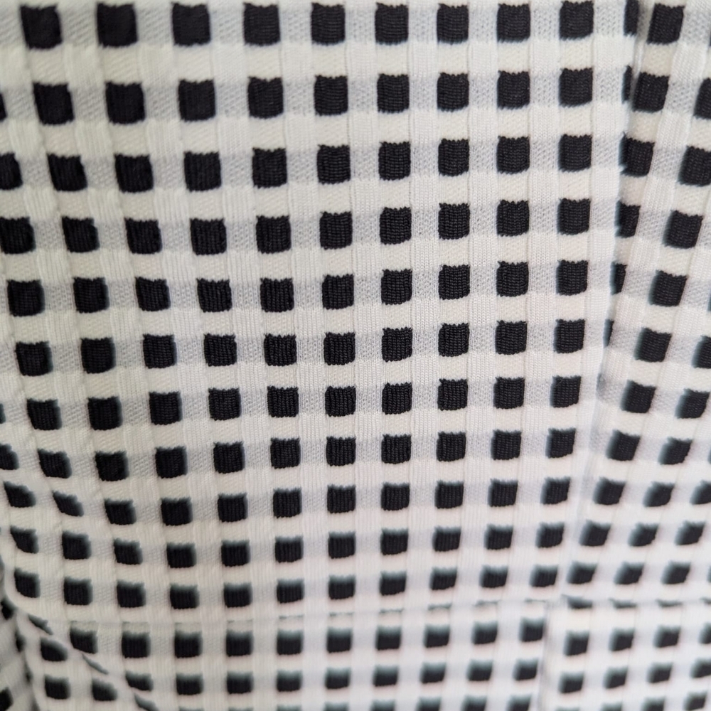 Banana Republic Black White Check Cocoon Flounch Peplum Hem Dress Size 6 - Picture 5 of 6